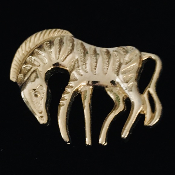 Vintage Gold Tone Horse/Zebra Broach - Picture 1 of 3